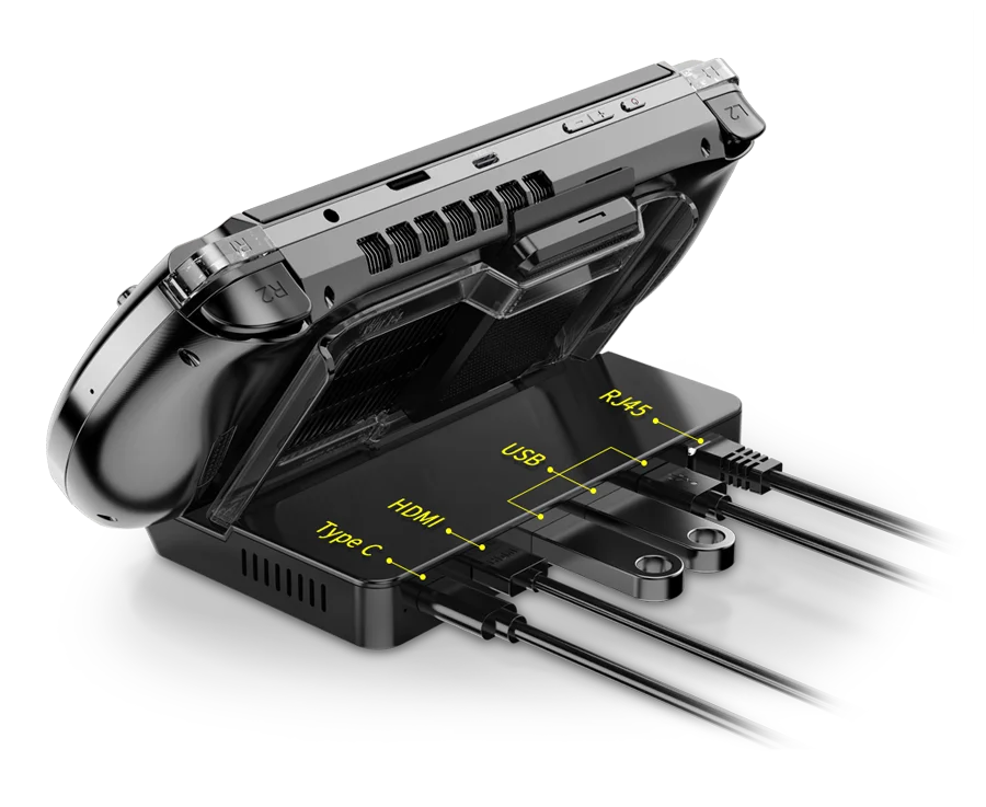 GPD WIN 4 2025 in modalità docked con porte collegate
