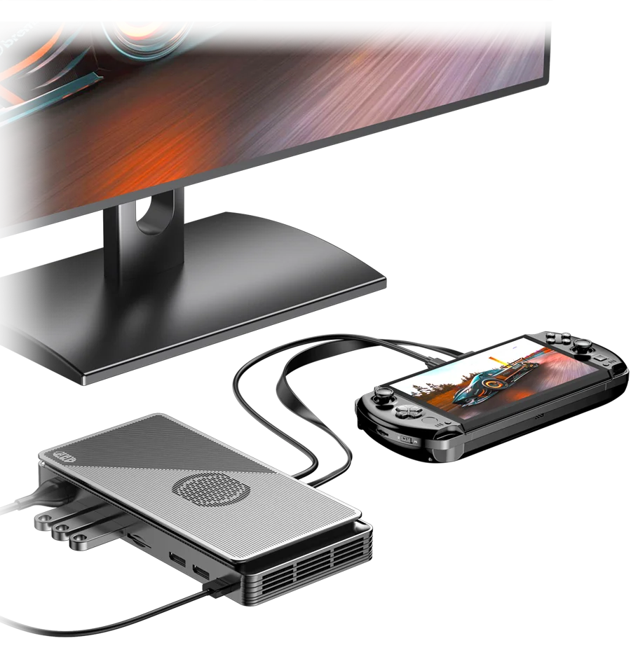 GPD WIN 4 2025 collegata a monitor esterno e eGPU