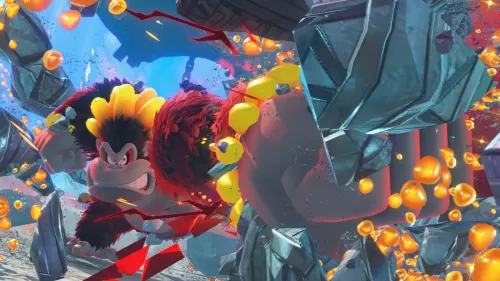 Donkey Kong trasformato con i poteri delle pietre Bananza